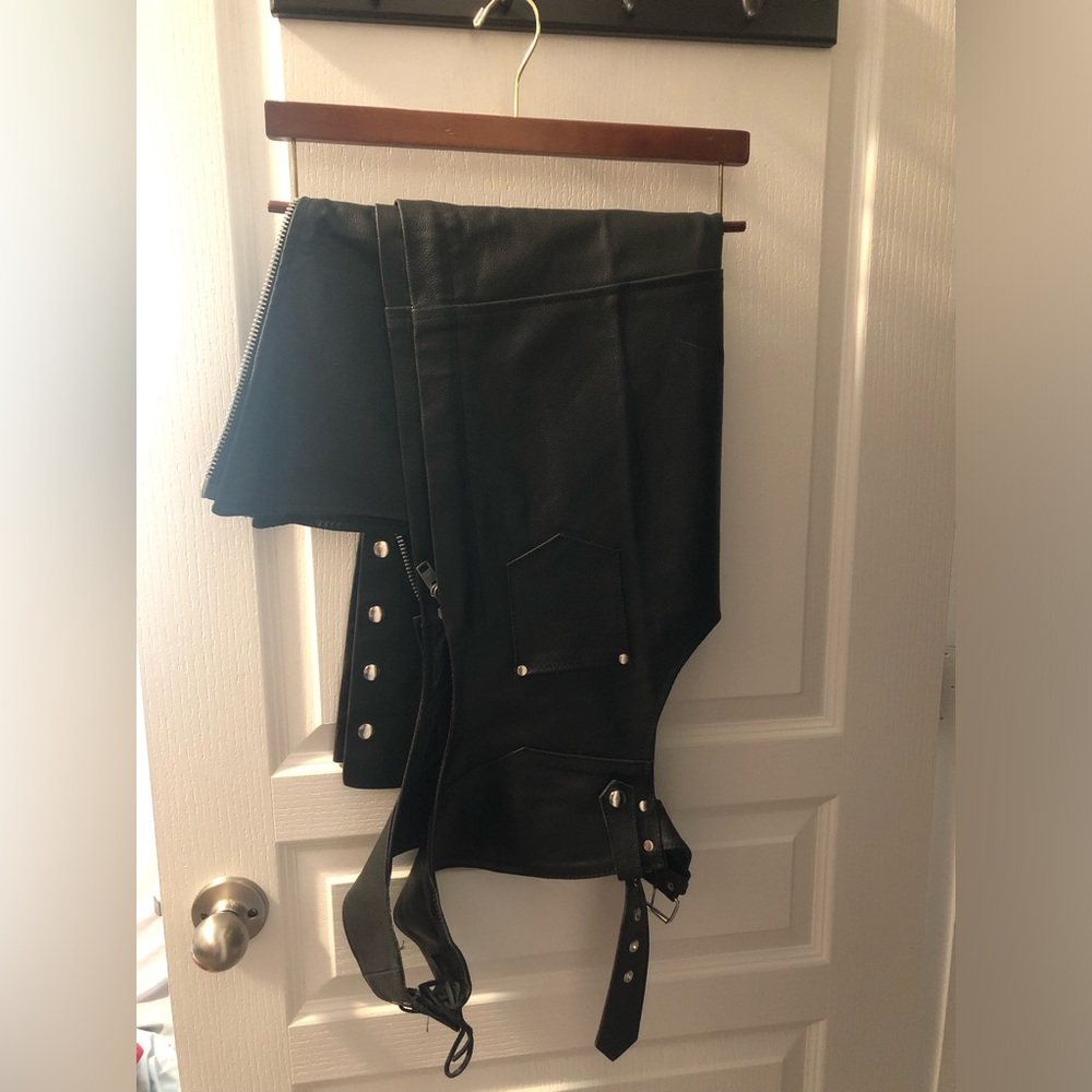 Women’s large black leather chaps